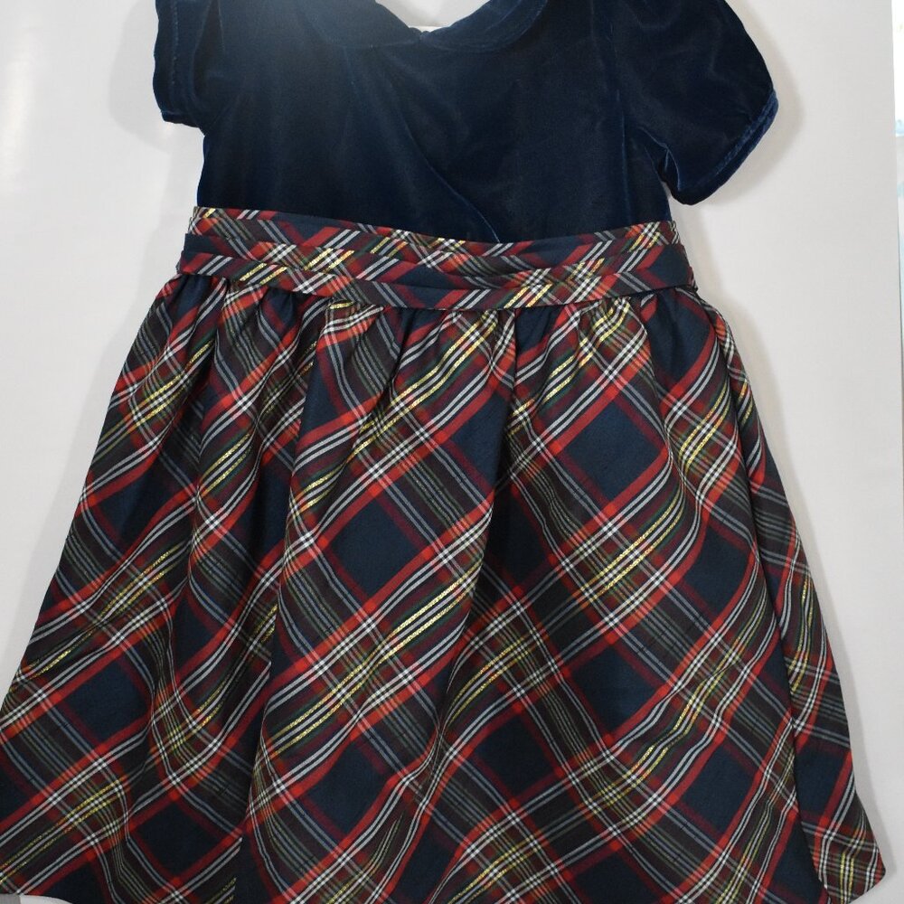 Girls 4T Plaid Tartan Dress Red, Gold, Navy, Green with Bow